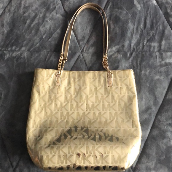 gold michael kors tote